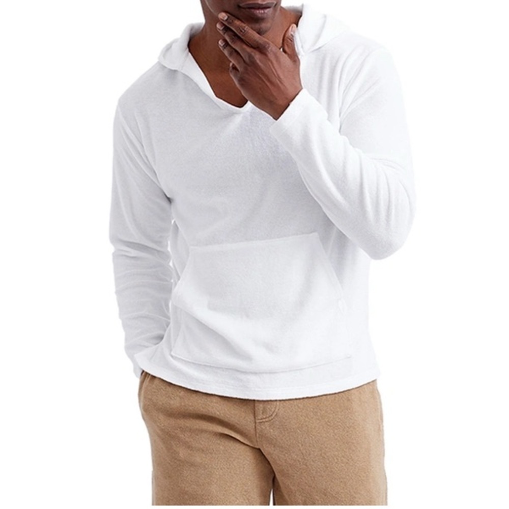 Goodlife Men’s White Terry Cloth Baja Hoodie Sweatshirt Size Large MSRP 145.00
